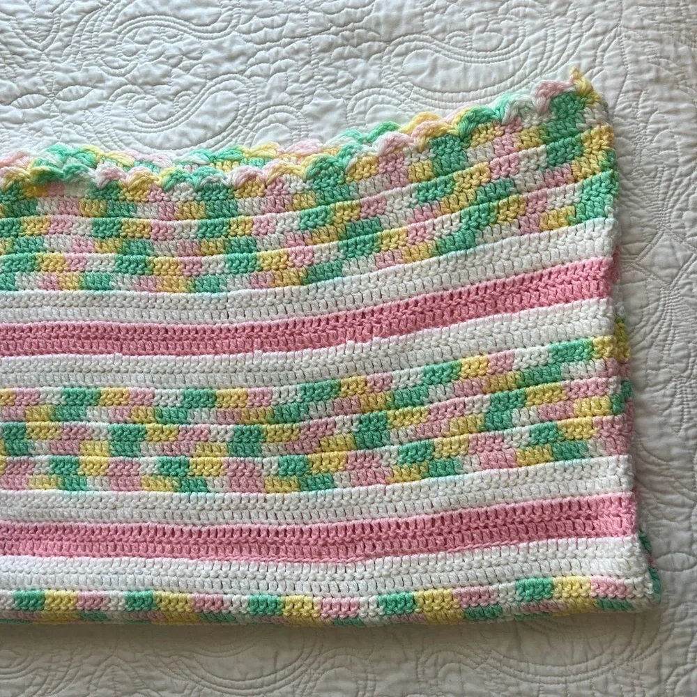 Hand made crochet baby girl blanket